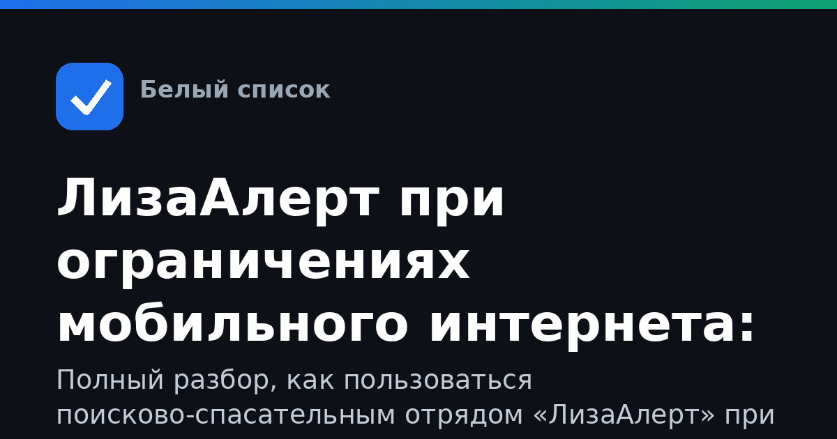 ЛизаАлерт при ограничениях мобильного интернета: как связаться, зайти на сайт и подать заявку на поиск