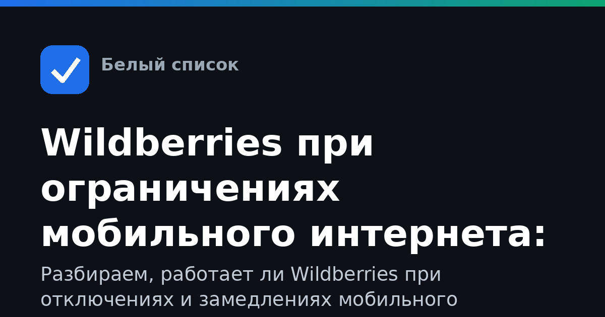 Wildberries при ограничениях мобильного интернета: полный гид по доступу